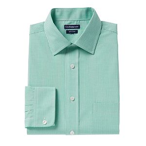 Men's Croft & Barrow® Regular-Fit Checked Easy-Care Spread-Collar Dress Shirt