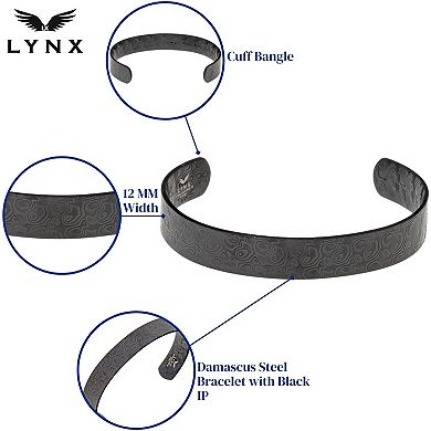 Men's LYNX Stainless Steel Scroll Cuff Bracelet