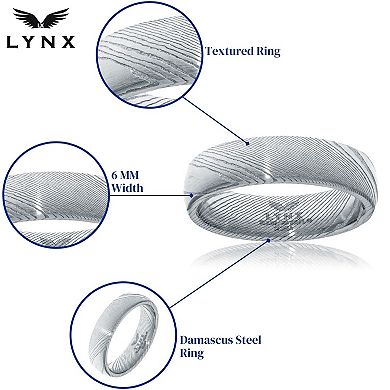 Men's LYNX Damascus Steel Textured Ring