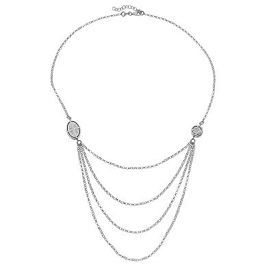 Sterling Silver Cubic Zirconia Mary Magdalene Swag Necklace 