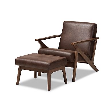 Baxton Studio Bianca Mid-Century Arm Chair & Ottoman 2-piece Set