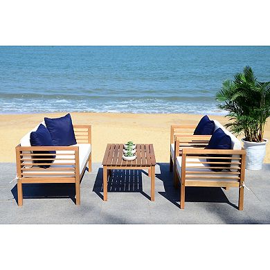 Safavieh Alda Indoor / Outdoor Loveseat, Arm Chair, Throw Pillow & Coffee Table 8-piece Set 