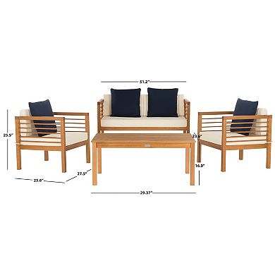 Safavieh Alda Indoor / Outdoor Loveseat, Arm Chair, Throw Pillow & Coffee Table 8-piece Set 