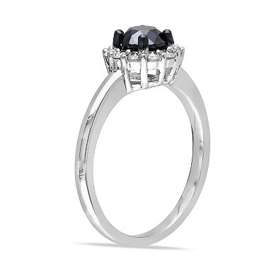 Stella Grace 10k White Gold 1 Carat T.W. Black & White Diamond Halo Engagement Ring