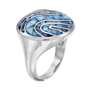 Sterling Silver Mosaic Shell Ring