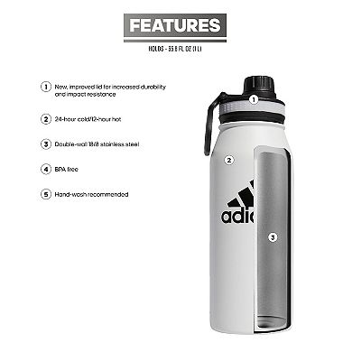 Adidas Steel 1 Liter Metal Water Bottle