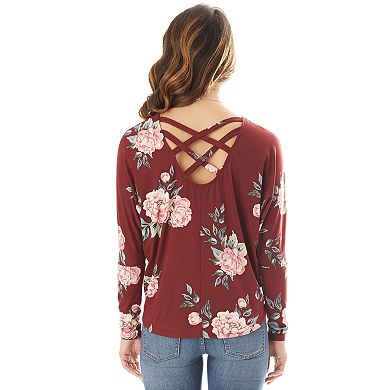 IZ Byer Floral Tie-Front Top & Necklace