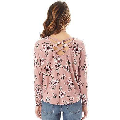 IZ Byer Floral Tie-Front Top & Necklace