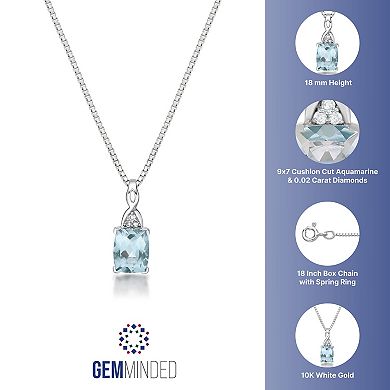 Gemminded 10k White Gold Aquamarine Diamond Accent Pendant Necklace