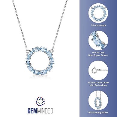 Gemminded Sterling Silver Blue Topaz Round Necklace