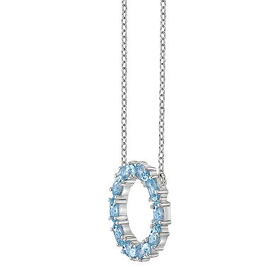 Gemminded Sterling Silver Blue Topaz Round Necklace