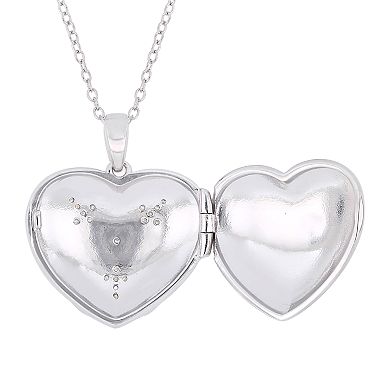 Stella Grace Sterling Silver Diamond Accent Vintage Filigree Heart Locket