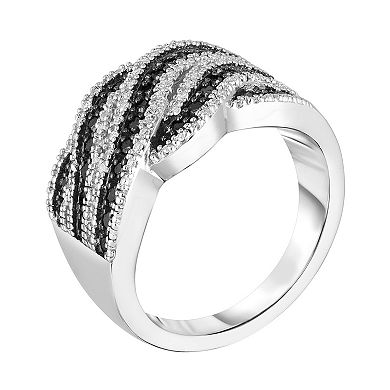 Sterling Silver 1/2 Carat T.W. Black & White Diamond Twist Ring