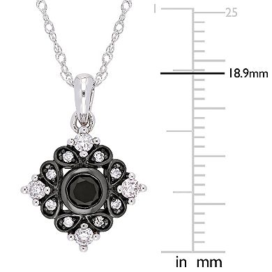 Stella Grace 10k White Gold 2/5 Carat Black & White Diamond Pendant Necklace