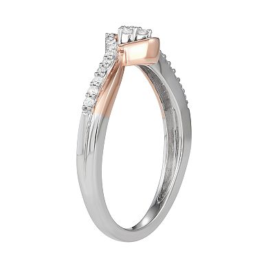 Two Tone Sterling Silver 1/6 Carat T.W. Diamond Ring