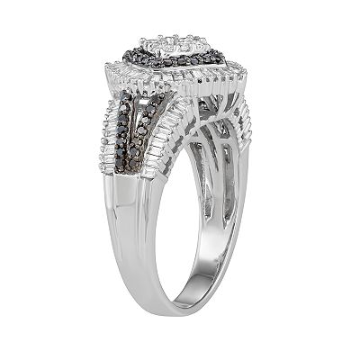 14k White Gold 1 Carat T.W. White & Black Diamond Ring