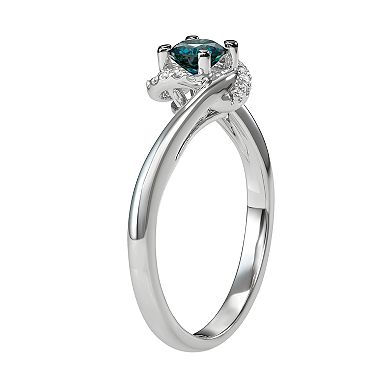 14k White Gold 1/2 Carat T.W. Blue & White Diamond Ring