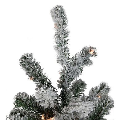 Northlight Seasonal 7.5-ft. Pre-Lit Flocked Natural Emerald Artificial Christmas Tree 