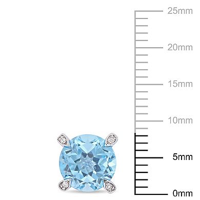 Stella Grace 10k White Gold Blue Topaz & Diamond Accent Stud Earrings