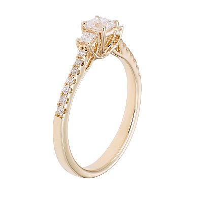 14k Gold 1/2 Carat T.W. IGL Certified Diamond 3-Stone Ring