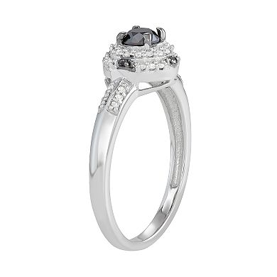 Jewelexcess Sterling Silver 1/2 C.T. Black & White Diamond Ring