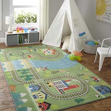 Mohawk® Home Prismatic Train Track Play EverStrand Rug