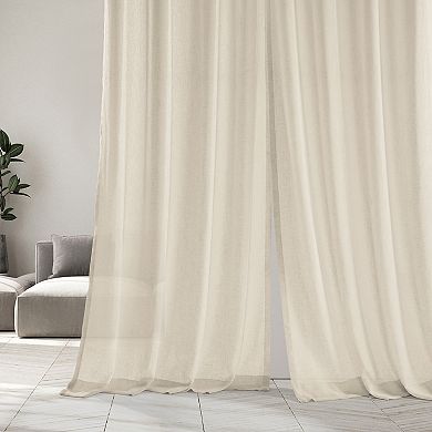 EFF Grommet Solid Faux Linen Sheer Window Curtain