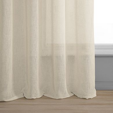 EFF Grommet Solid Faux Linen Sheer Window Curtain