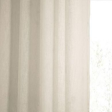 EFF Grommet Solid Faux Linen Sheer Window Curtain