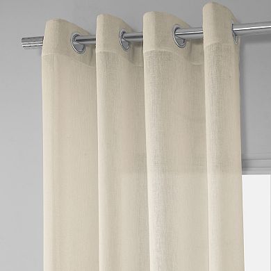 EFF Grommet Solid Faux Linen Sheer Window Curtain