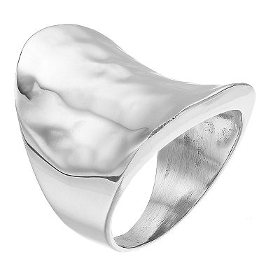 Athra NJ Inc Sterling Silver Hammered Wide Ring