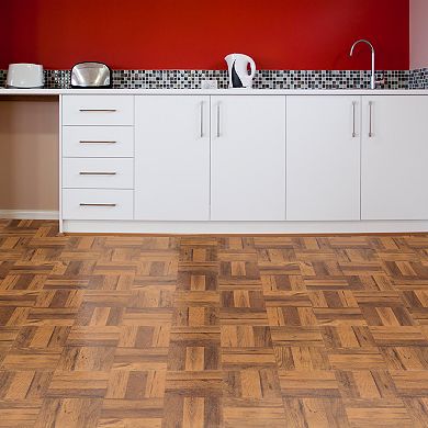 Achim Tivoli 3 Finger Oak Parquet 45-piece Self Adhesive Vinyl Floor Tile Set