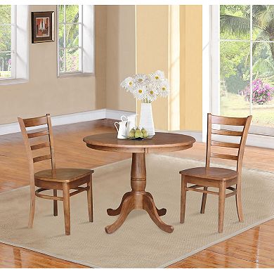 International Concepts Round Pedestal Dining Table & Chair 3-piece Set