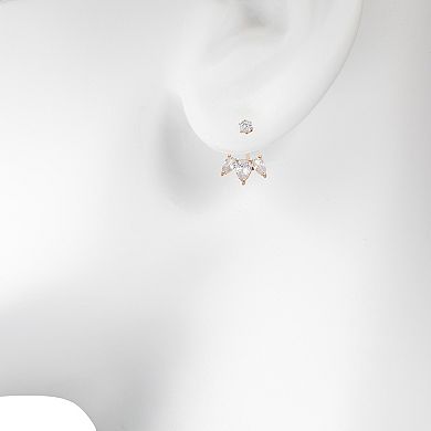 LC Lauren Conrad Faceted Stone Trio Front Back Earrings
