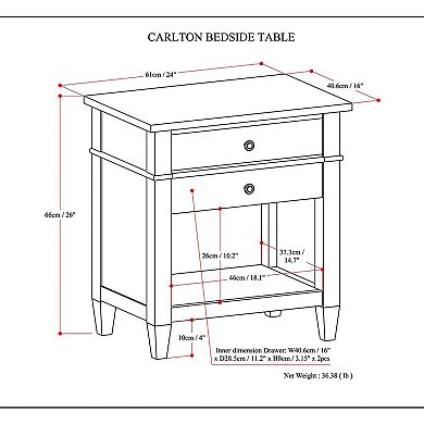 Simpli Home Carlton Nightstand Table