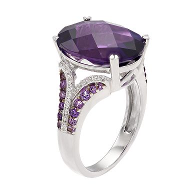 Sterling Silver Amethyst & Lab-Created White Sapphire Ring