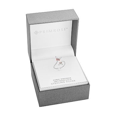 PRIMROSE Sterling Silver Cubic Zirconia Butterfly Ring