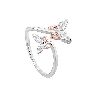 PRIMROSE Sterling Silver Cubic Zirconia Butterfly Ring