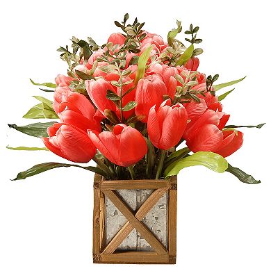 National Tree Company Artificial Pink Tulips Planter Wall Decor