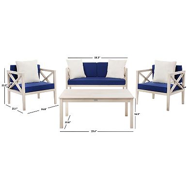 Safavieh Nunzio 4 Piece Outdoor Set With Accent Pillows