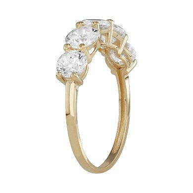 10k Gold 5-Stone Cubic Zirconia Ring