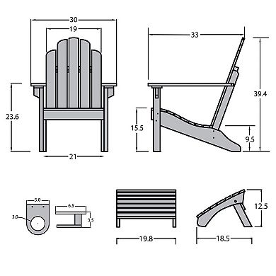 Highwood USA Westport Adirondack Chairs with Side Table