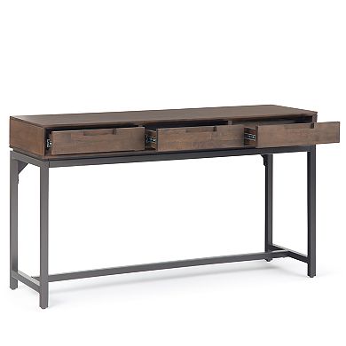 Simpli Home Banting Solid Hardwood Mid Century Wide Console Table
