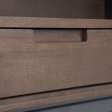 Simpli Home Banting Solid Hardwood Mid Century Bookcase