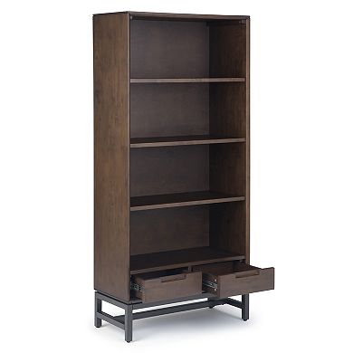 Simpli Home Banting Solid Hardwood Mid Century Bookcase