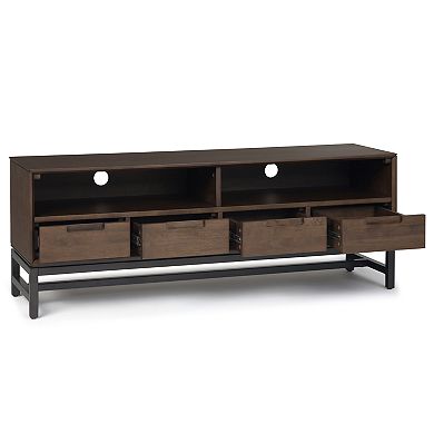 Simpli Home Banting Solid Hardwood Mid Century Low TV Stand