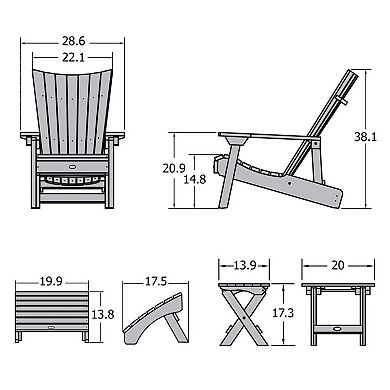 Highwood USA Manhattan Beach Adirondack Chair with Folding Side Table & Ottoman