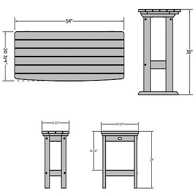 Highwood USA Lehigh 3-Piece Counter-Height Balcony Set