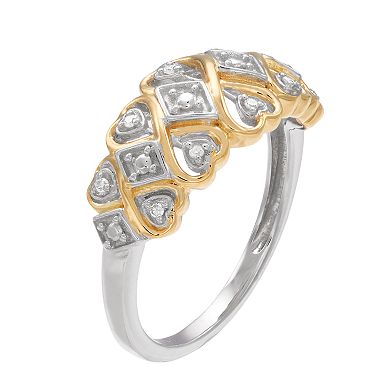 Women's Two Tone Ring in Sterling Silver with Diamond Accent