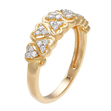 Women's 1/5CTW White Diamond Heart Ring in 14K Gold Over Sterling Silver